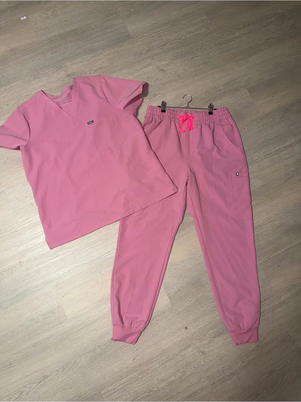 Figs Pink Scrub Set with Drawstring Joggers
